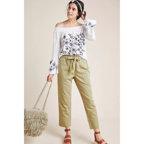 🆕 Anthropologie Annie Embroidered Off the Shoulder Long Sleeve Top - Picture 1 of 10